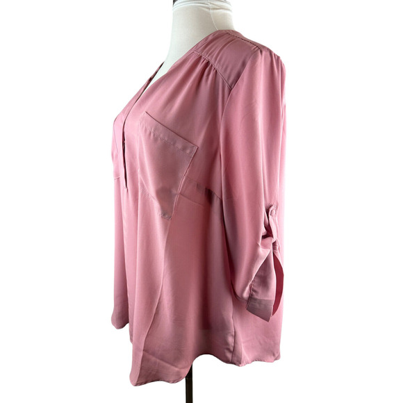 NWT Torrid Harper Georgette Pullover 3/4 Sleeve Blouse Rose Plus Size 3 3X 22-24 - Picture 7 of 14